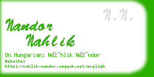 nandor nahlik business card